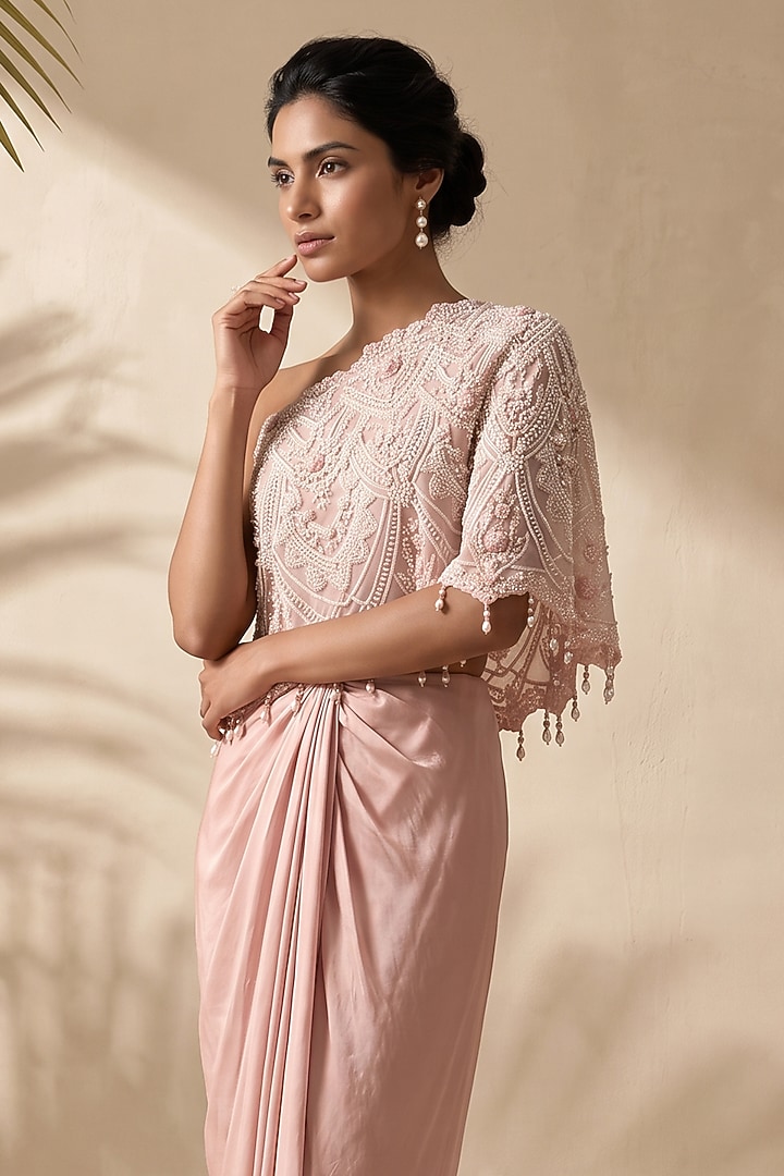 Pink Satin Skirt Set by Aneesh Agarwaal PRET at Pernia's Pop Up Shop
