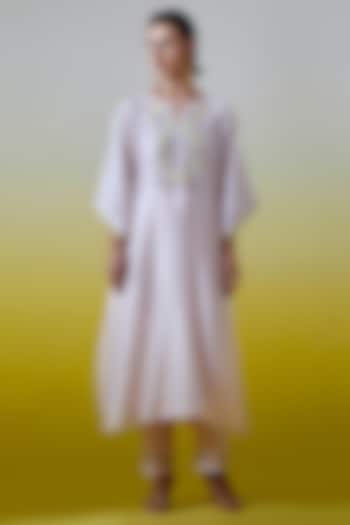 Light Pink Silk Chanderi Embroidered Kurta Set by Anantaa By Roohi Trehan at Pernia's Pop Up Shop