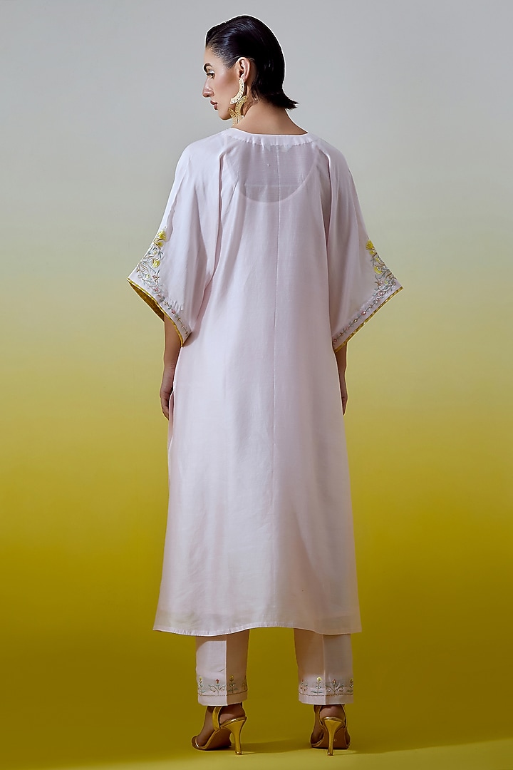 Light Pink Silk Chanderi Embroidered Kurta Set by Anantaa By Roohi Trehan at Pernia's Pop Up Shop