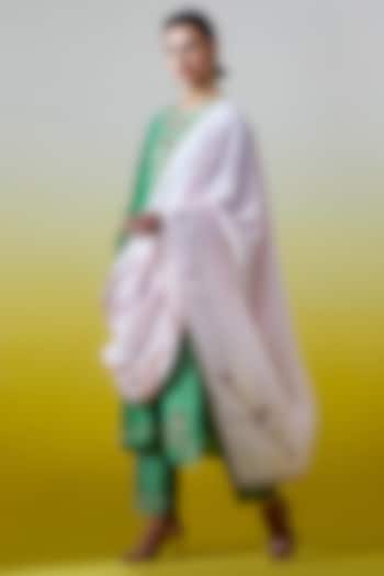 Light Pink Silk Chanderi Embroidered Kurta Set by Anantaa By Roohi Trehan at Pernia's Pop Up Shop