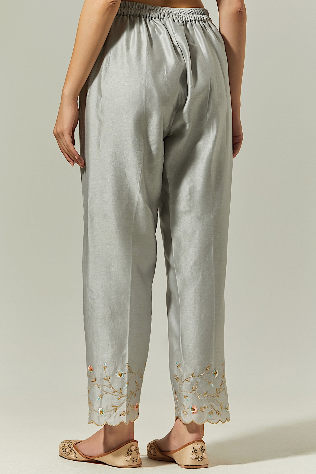 Buy Grey embroidered palazzo pants -Designer Wear - Ensemble