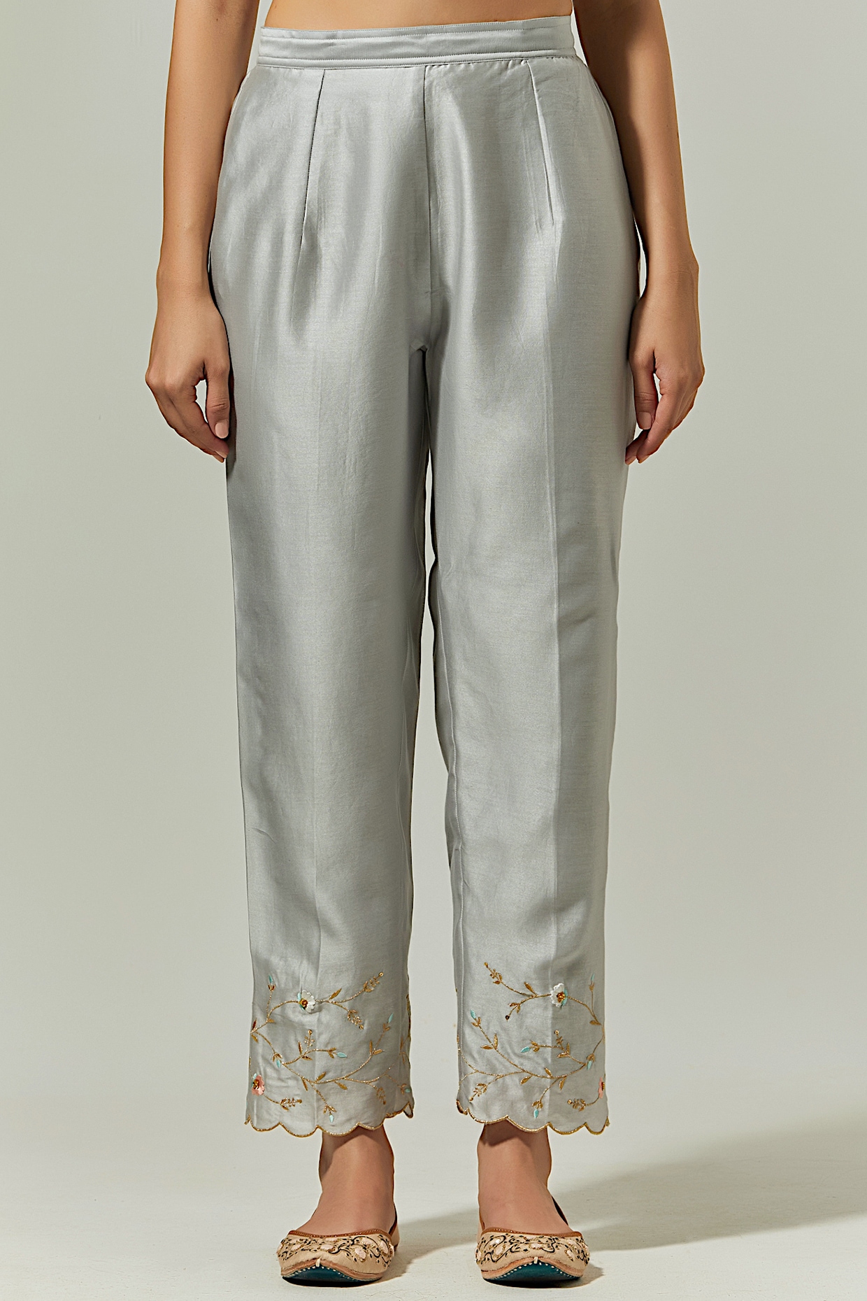 Wide-leg stretch silk pants in Grey for | Dolce&Gabbana® US