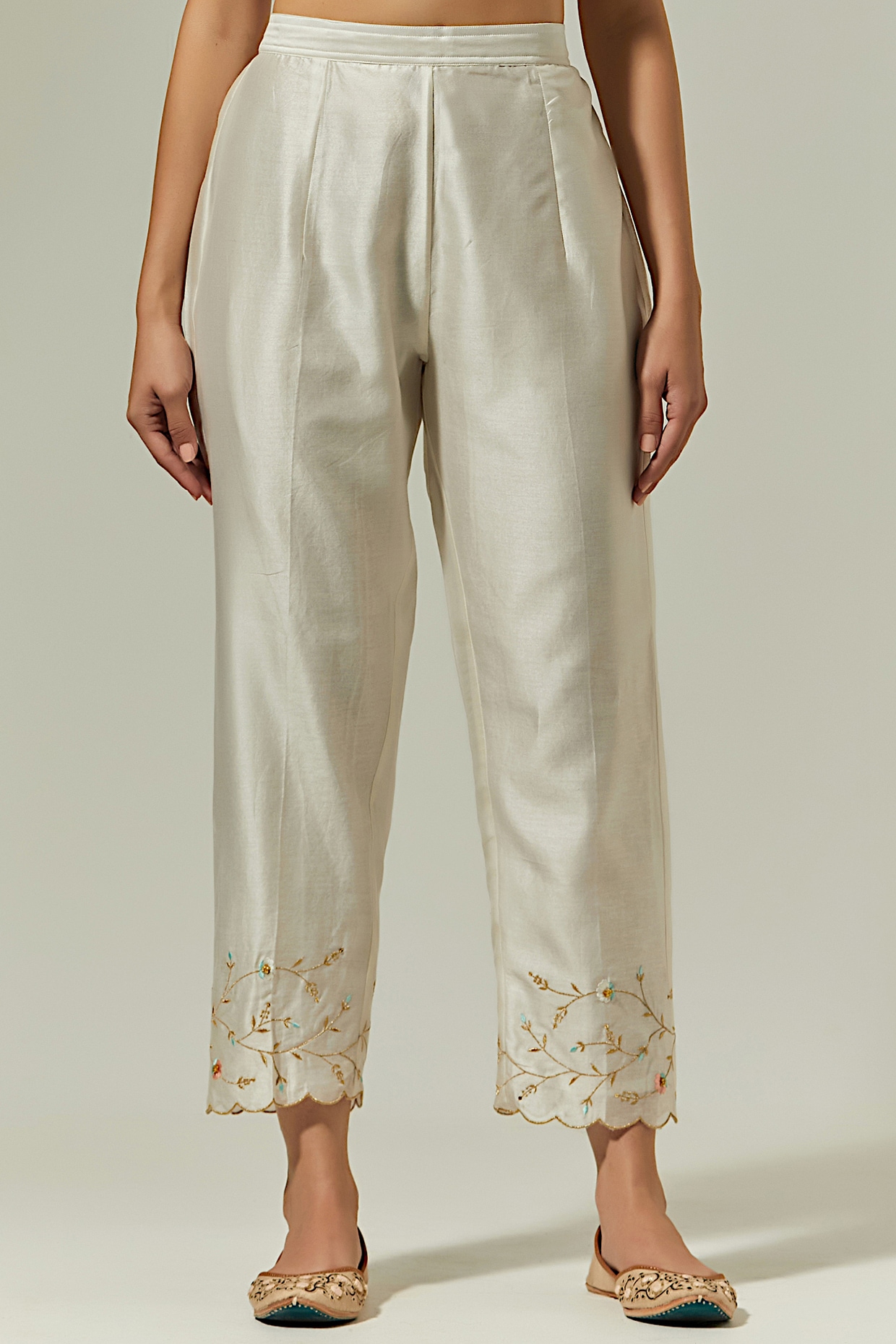Sofia Linen Embroidered Pants in Off-White – Sleeper