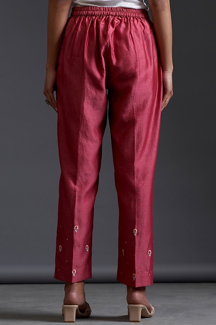 Pink Silk Chanderi Embroidered Tunic Set by Anantaa By Roohi Trehan at Pernia's Pop Up Shop