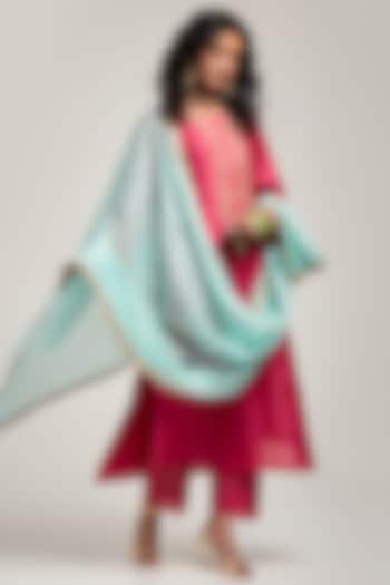 Fuchsia Silk Chanderi Sequins Embroidered Kurta Set by Anantaa By Roohi Trehan at Pernia's Pop Up Shop