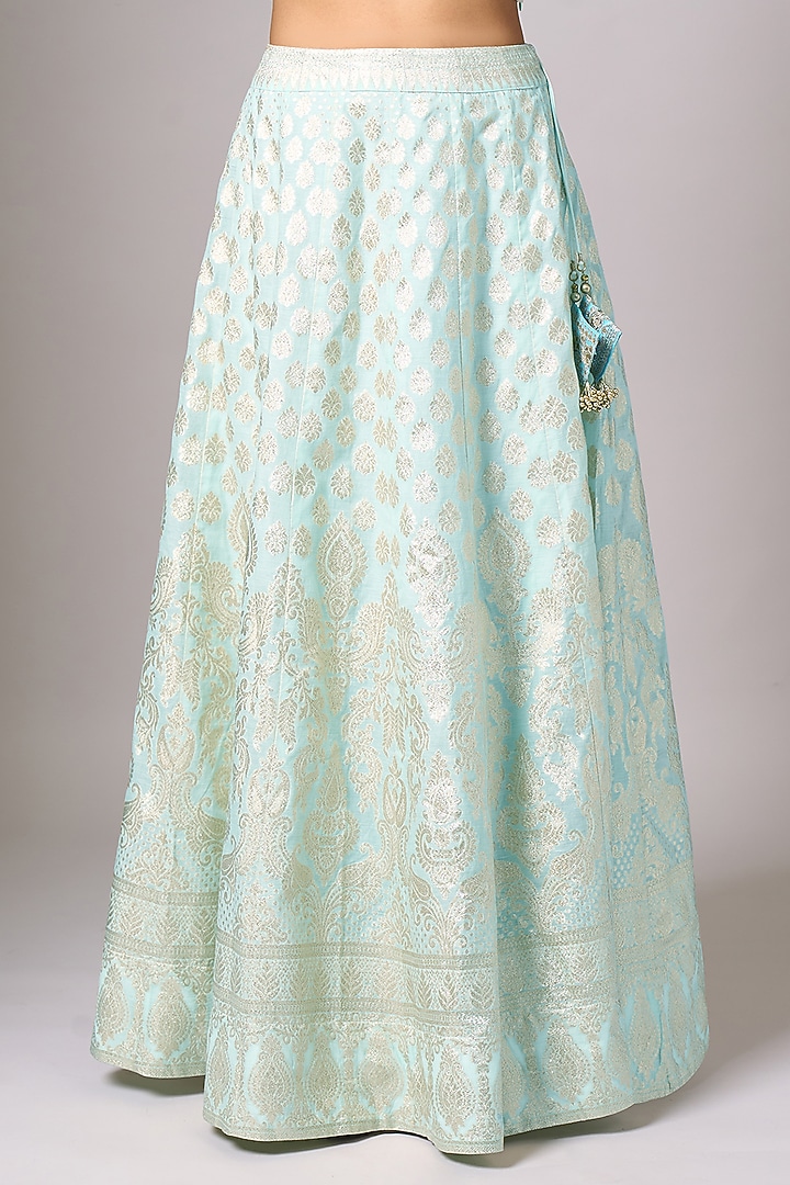 Light Blue Banarasi Lehenga Set by Anantaa By Roohi Trehan at Pernia's Pop Up Shop