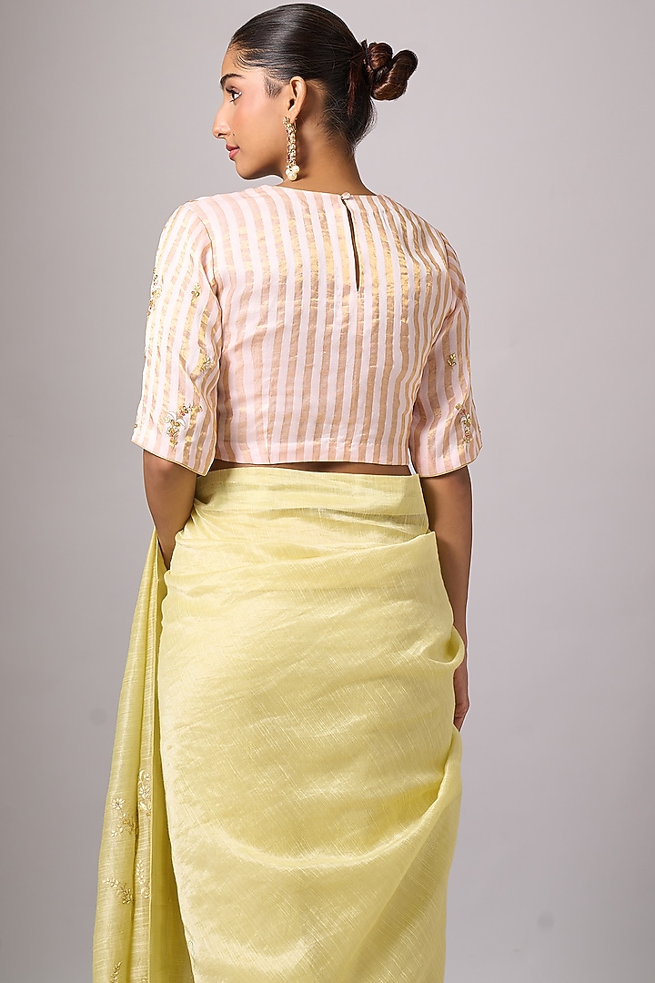 Pink Silk Chanderi Cutdana Embroidered Blouse by Anantaa By Roohi Trehan at Pernia's Pop Up Shop