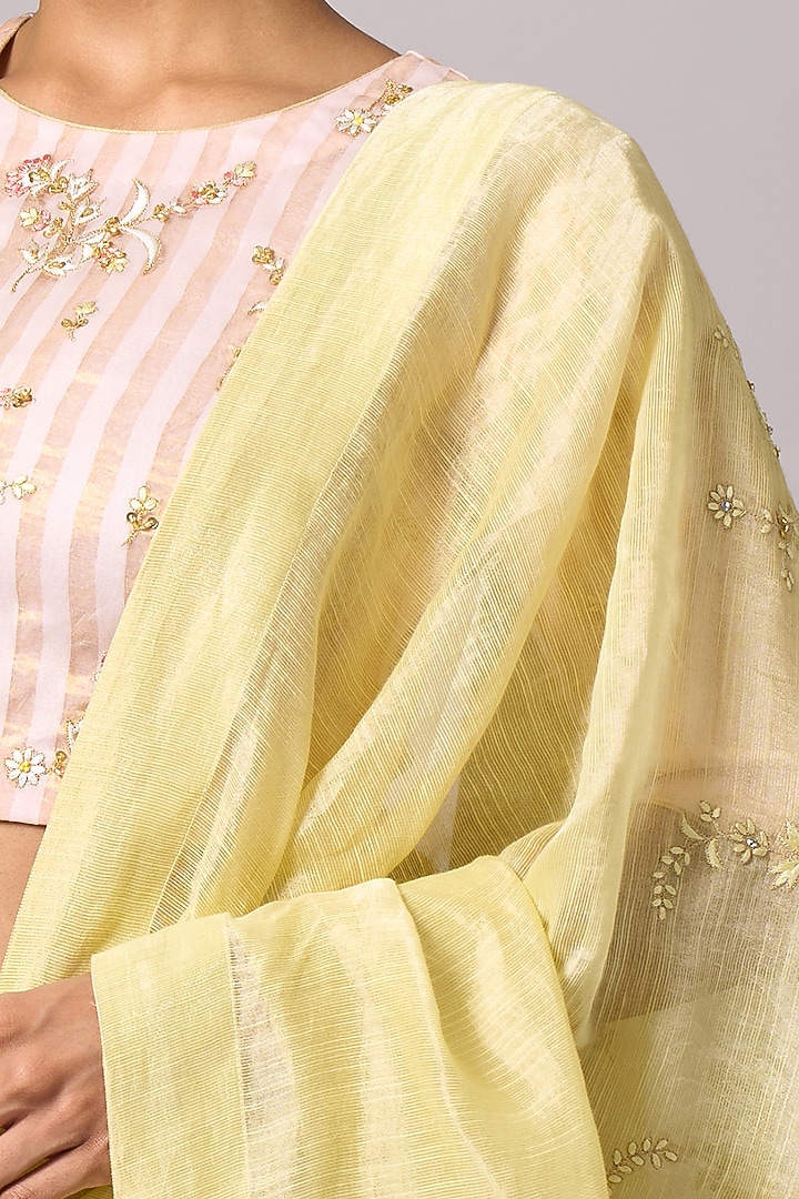 Pink Silk Chanderi Cutdana Embroidered Blouse by Anantaa By Roohi Trehan at Pernia's Pop Up Shop