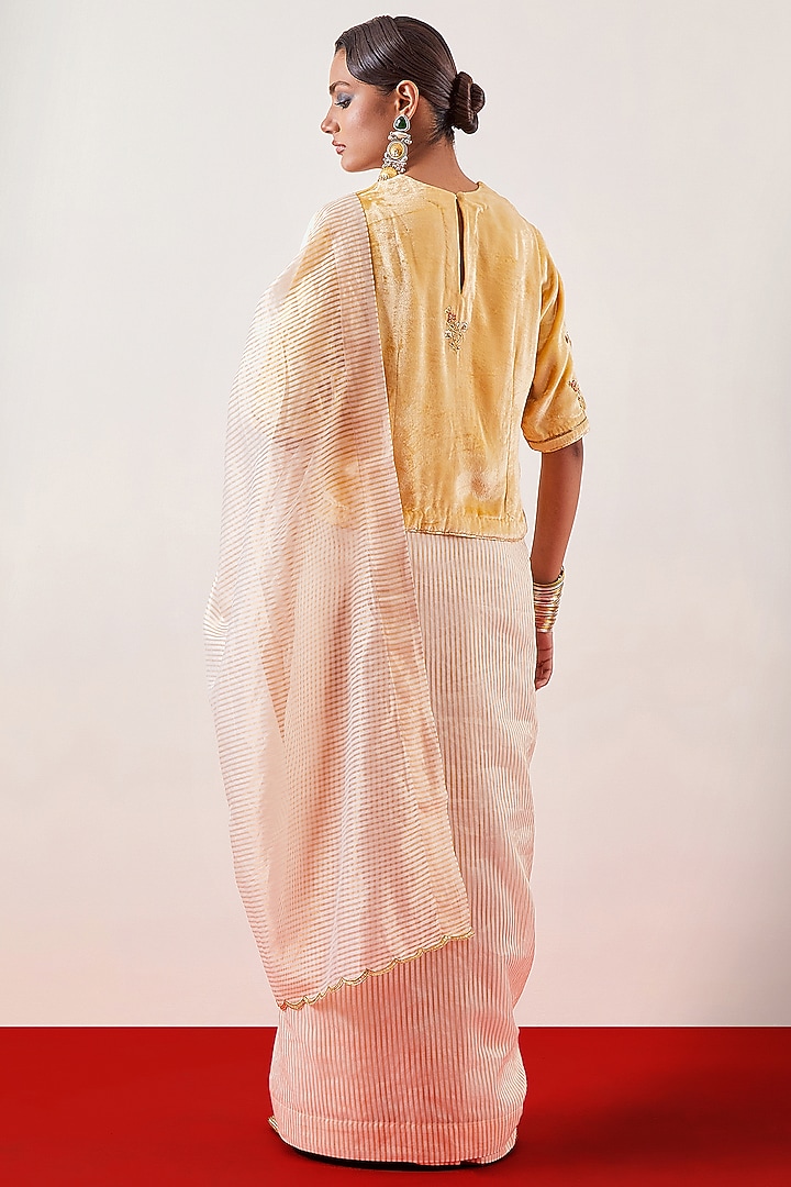 Off-White Silk Chanderi Tissue Zari Embroidered Festive Saree by Anantaa By Roohi Trehan at Pernia's Pop Up Shop