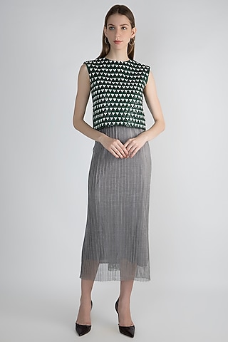 Green Embroidered Floral Top by Anand Bhushan