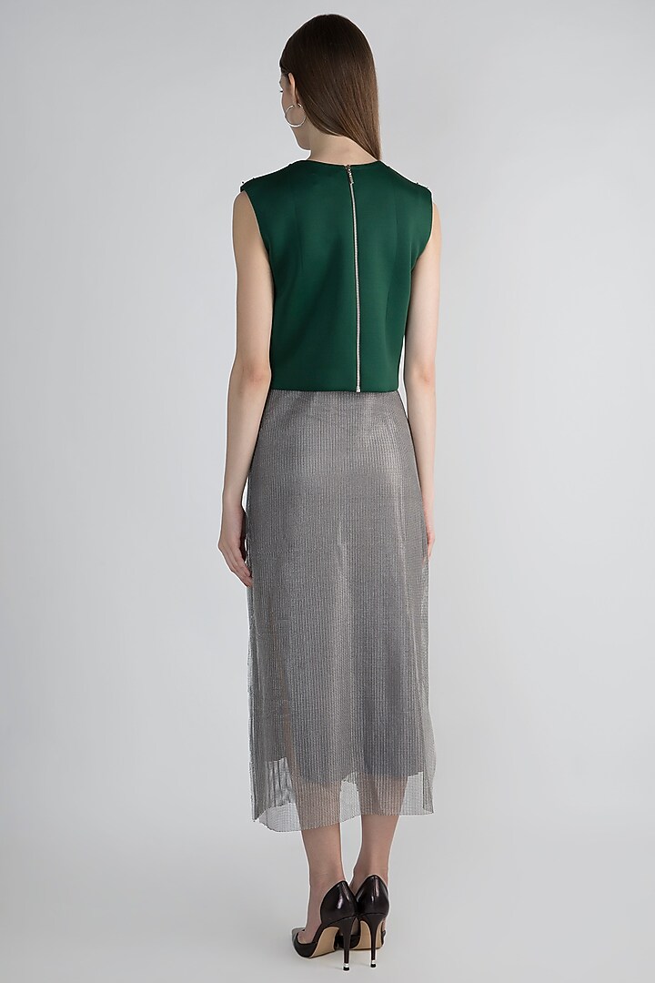 Green Embroidered Floral Top by Anand Bhushan at Pernia's Pop Up Shop