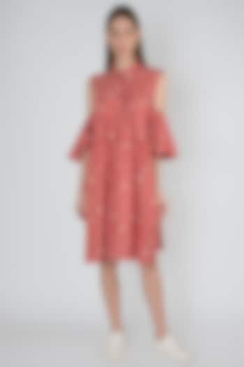 Red Embroidered Vacation Dress by Anand Bhushan at Pernia's Pop Up Shop