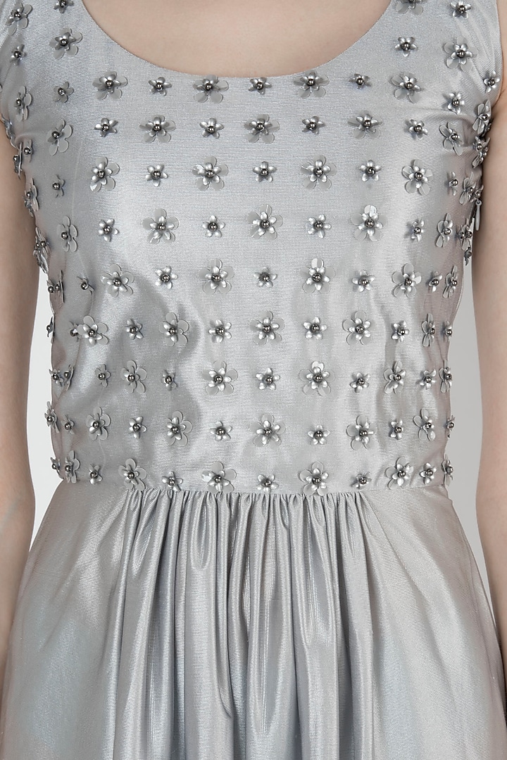 Silver Embroidered Vacation Dress by Anand Bhushan at Pernia's Pop Up Shop