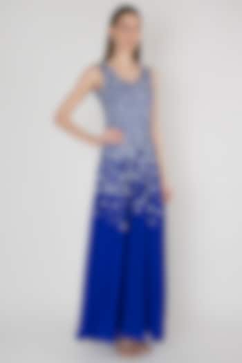 Blue Embroidered Dress by Anand Bhushan