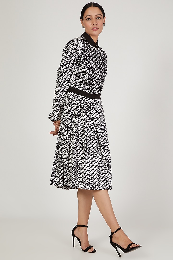 Black & Grey Leather Embroidered Vacation Dress by Anand Bhushan at Pernia's Pop Up Shop