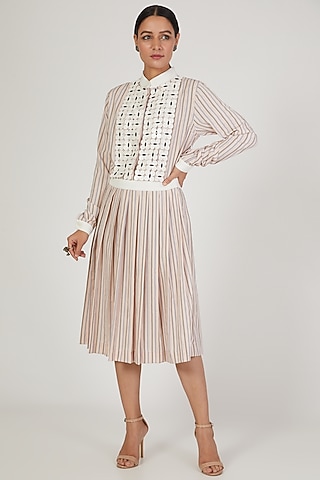 Blush Pink Leather Embroidered Dress by Anand Bhushan