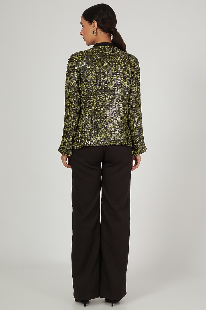 Black Sequins Embroidered Shirt by Anand Bhushan at Pernia's Pop Up Shop