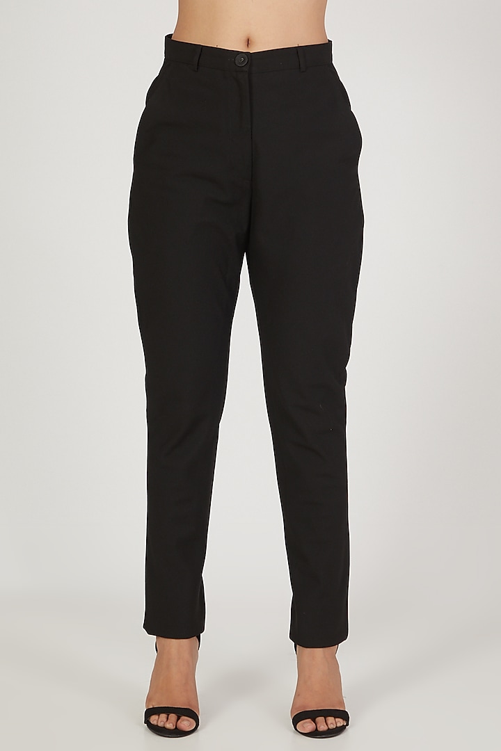 Black Suiting Skinny Trousers by Anand Bhushan at Pernia's Pop Up Shop