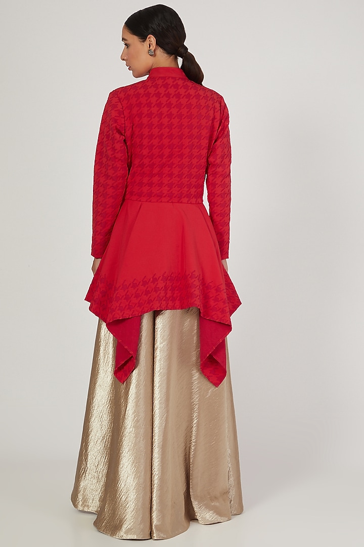 Gold French Satin Lehenga Skirt by Anand Bhushan at Pernia's Pop Up Shop