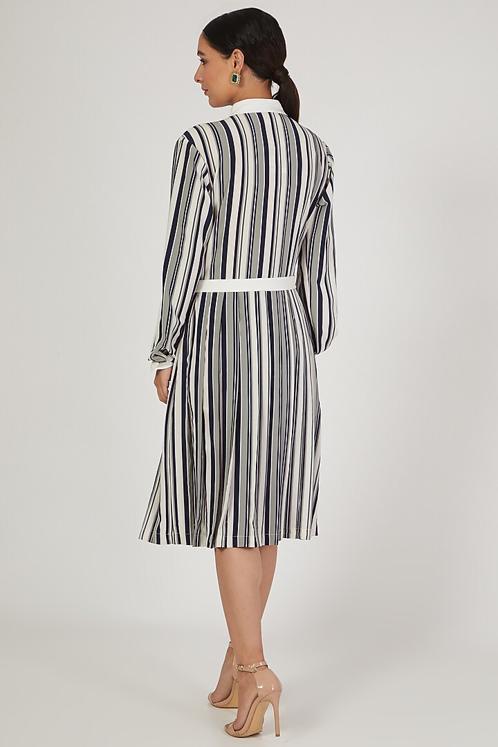 White & Grey Floral Embroidered Vacation Dress by Anand Bhushan at Pernia's Pop Up Shop