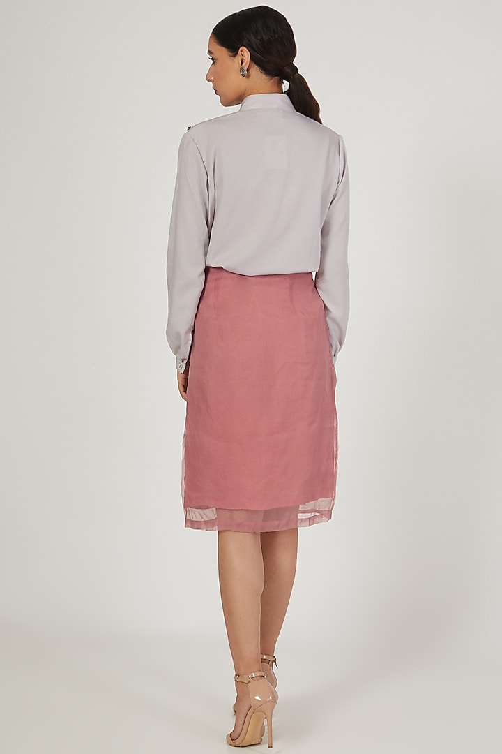 Blush Pink Silk Organza Skirt by Anand Bhushan at Pernia's Pop Up Shop