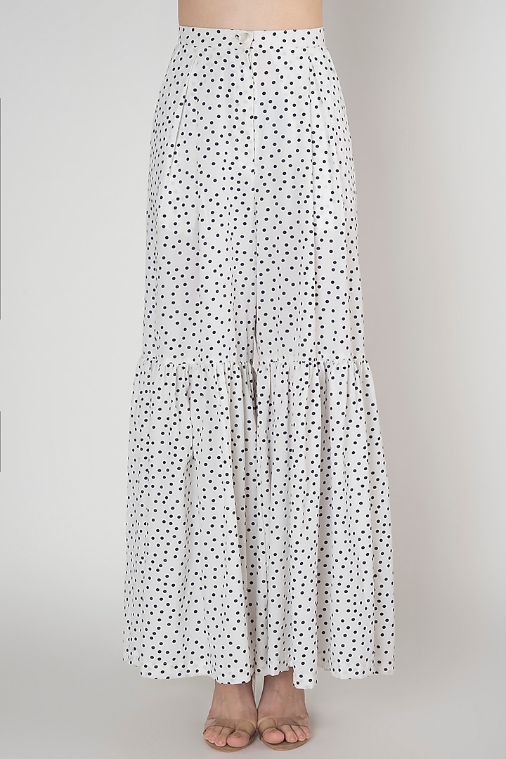 White Printed Crepe Pants by Anand Bhushan at Pernia's Pop Up Shop