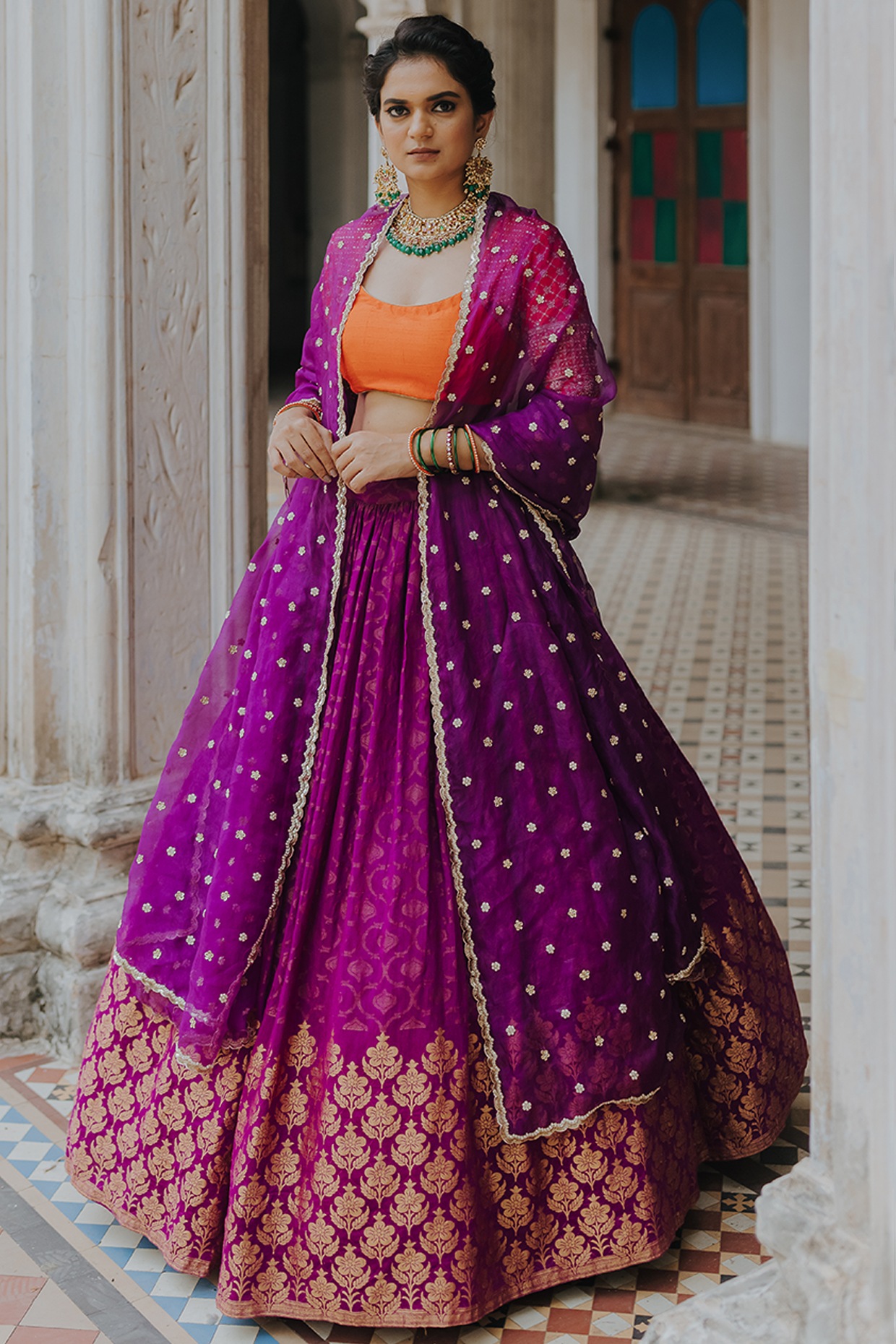PURPLE BANARASI LEHENGA SET