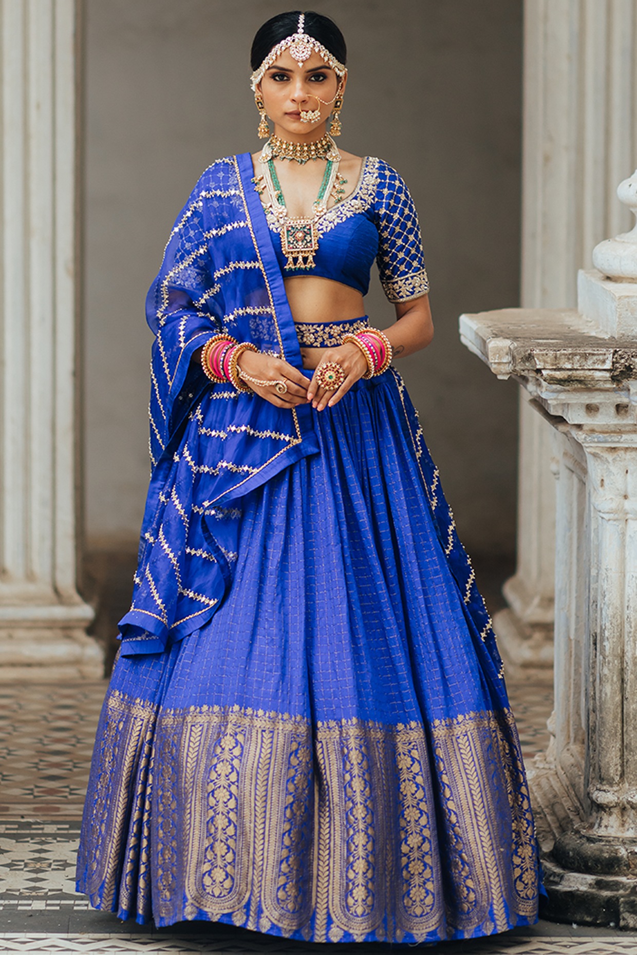 Woven Art Silk Lehenga in Pink and Multicolor : LYC2472
