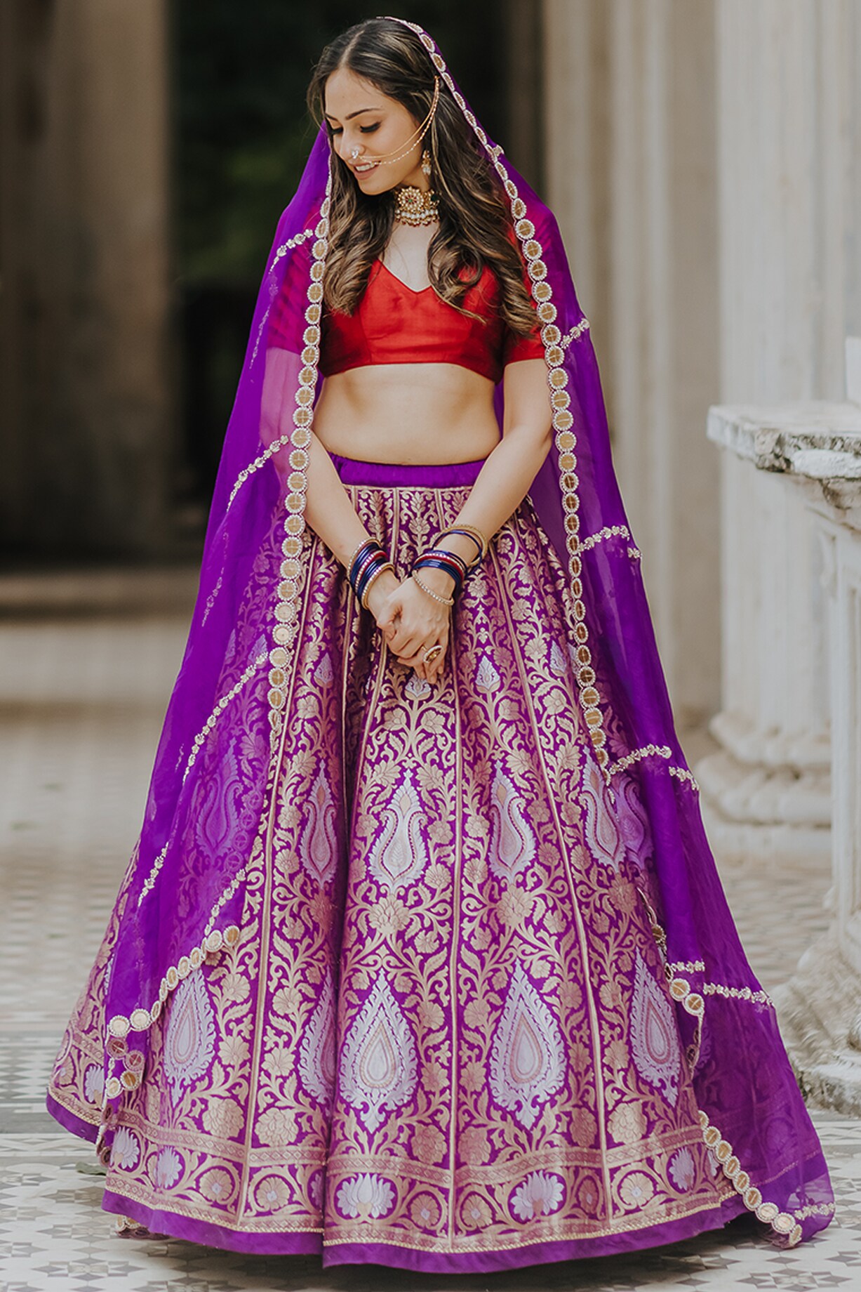 The Purple Affair Banarasi Silk Lehenga Set with Dupatta Magic - Buy main image 0