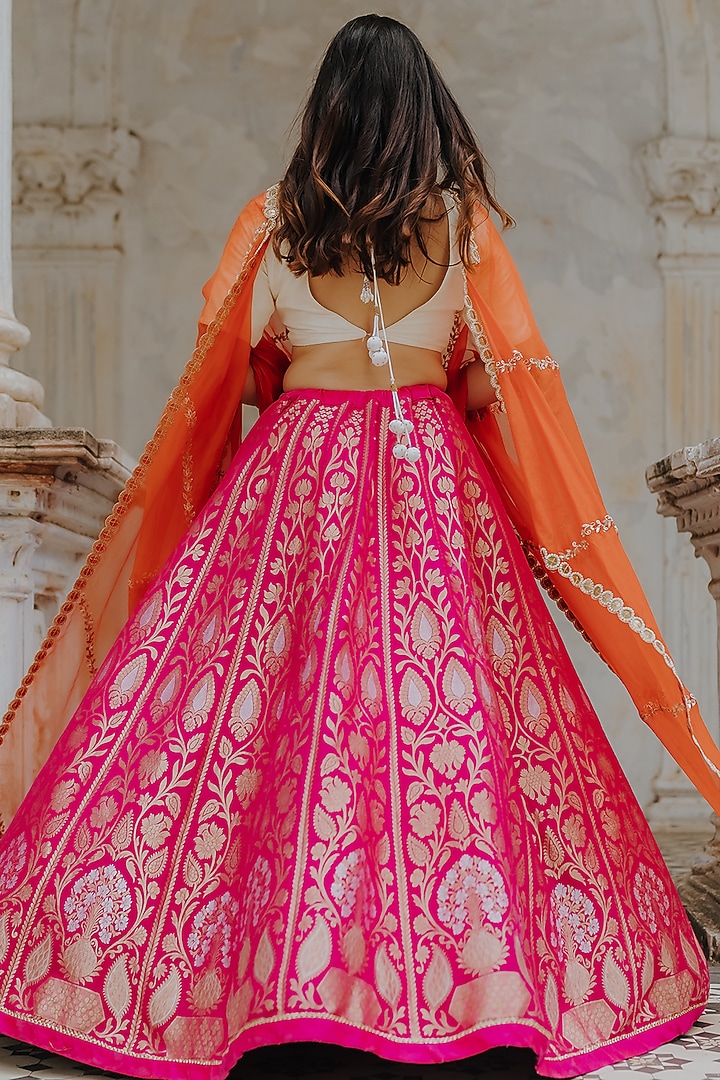 Pink Banarasi Wedding Lehenga Set by Anjana Bohra at Pernia's Pop Up Shop