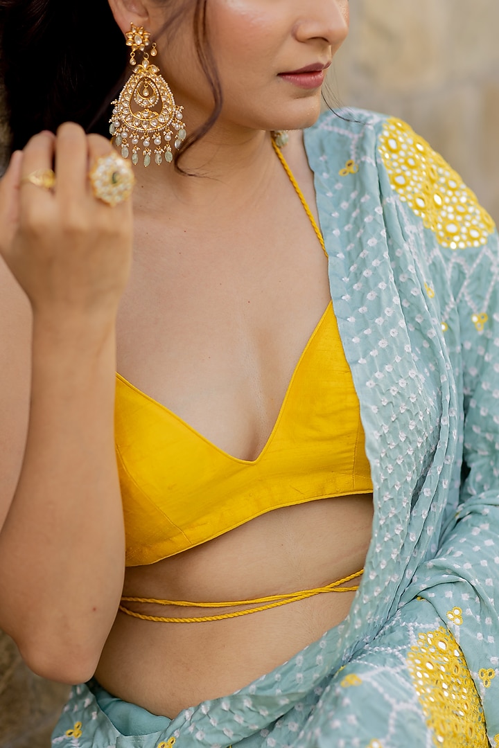 Dandelion Yellow Raw Silk Blouse by Anjana Bohra at Pernia's Pop Up Shop
