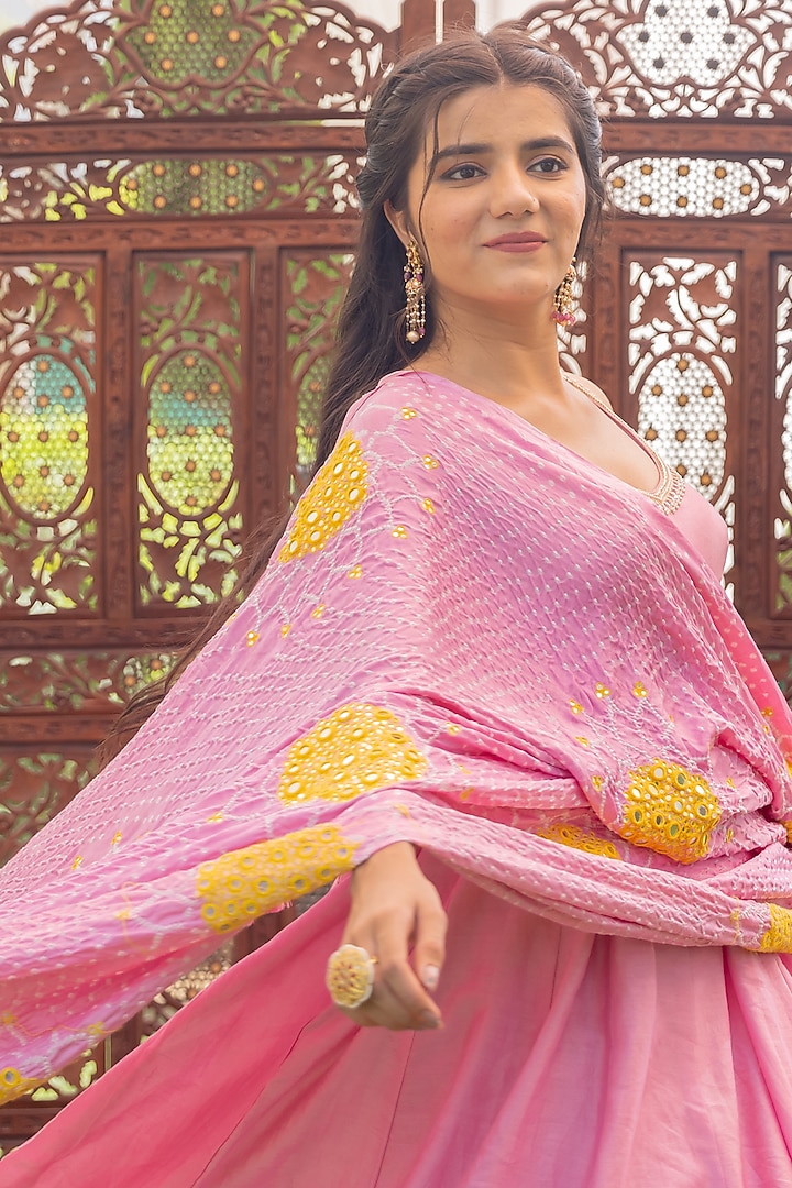 Light Hot Pink Embroidered Wedding Anarkali Set by Anjana Bohra at Pernia's Pop Up Shop