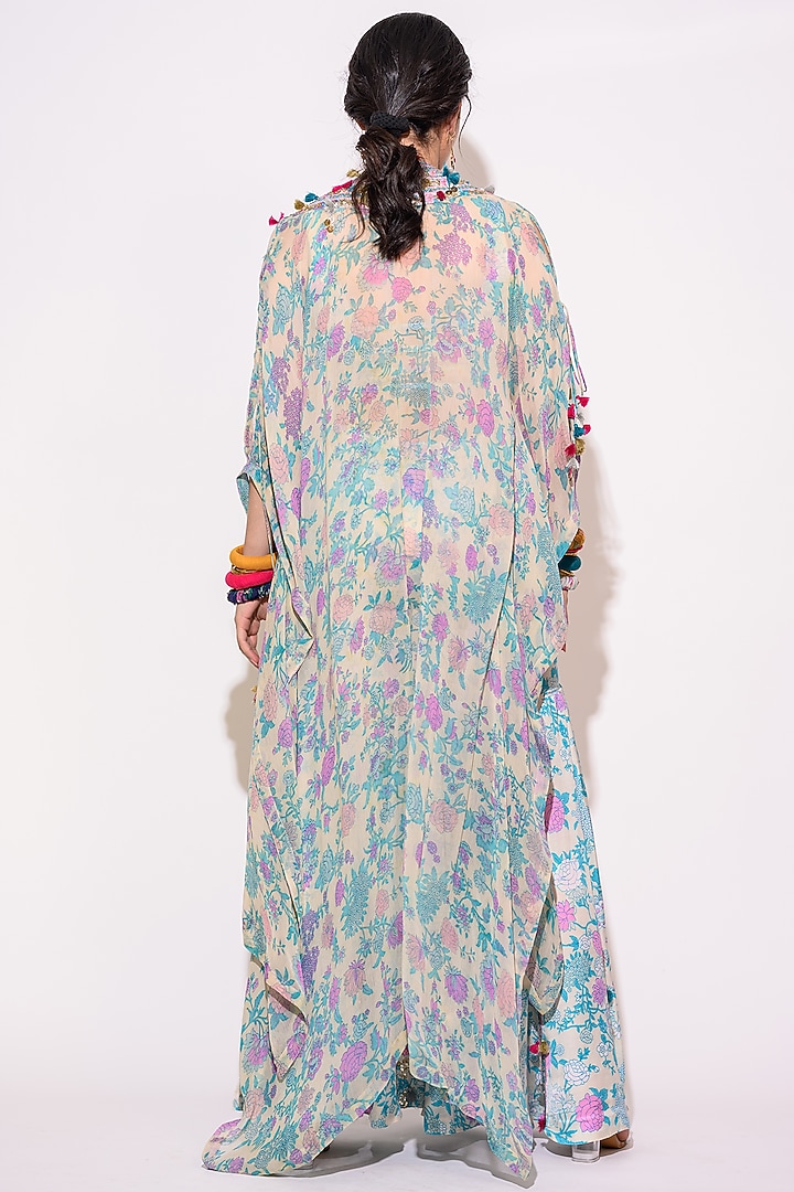 Light Blue Silk & Chiffon Kaftan Set by Aangan by Parul at Pernia's Pop Up Shop