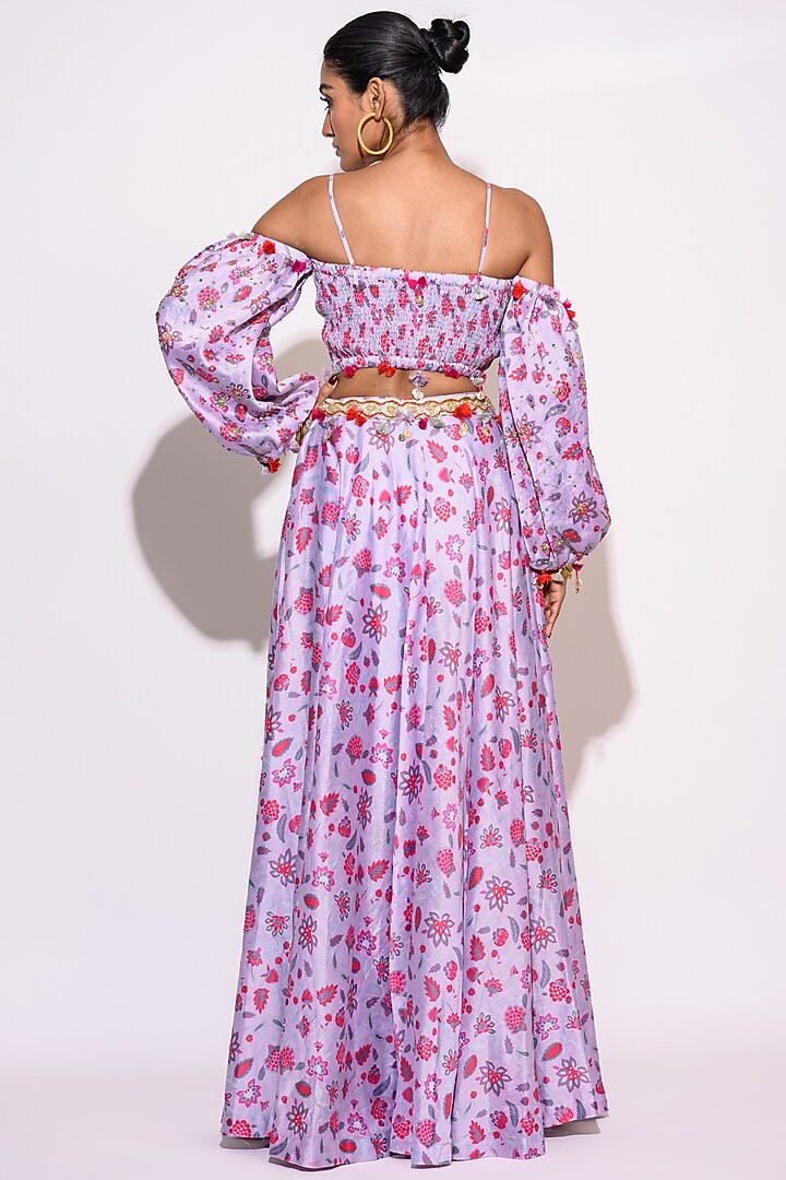 Lilac Silk Embroidered Skirt Set by Aangan by Parul at Pernia's Pop Up Shop