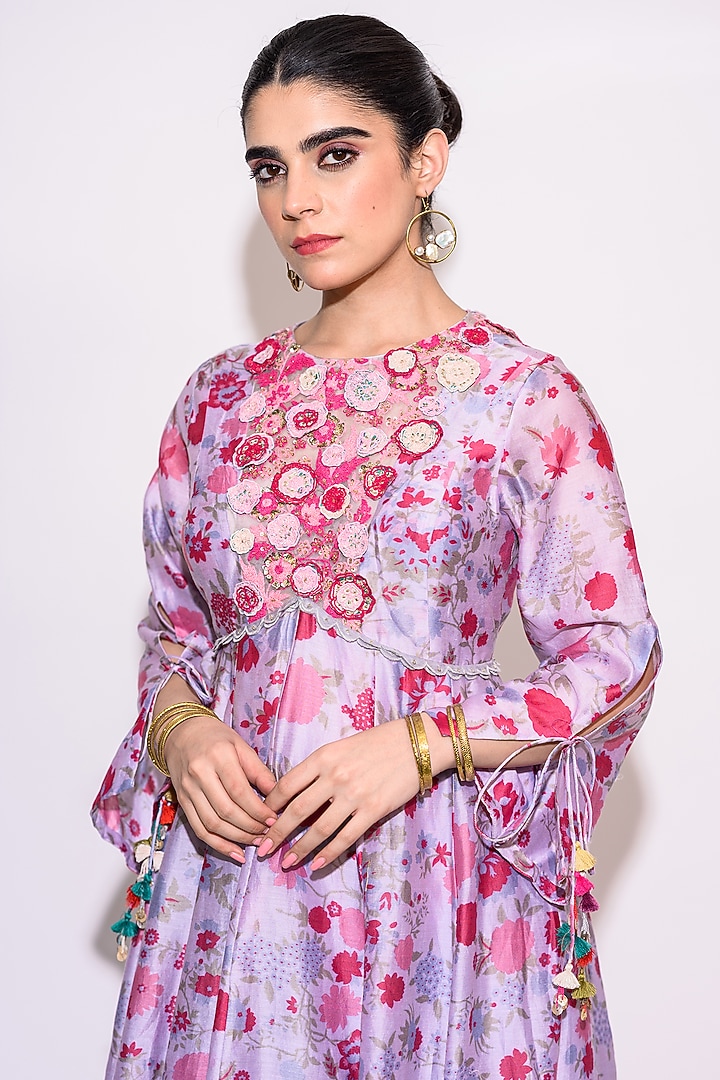 Lilac Silk Kurta Set by Aangan by Parul at Pernia's Pop Up Shop