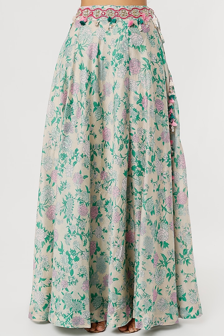 Grey & Green Printed Lehenga Set by Aangan by Parul at Pernia's Pop Up Shop