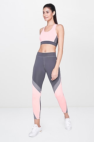 Grey Polyester Leggings by AND