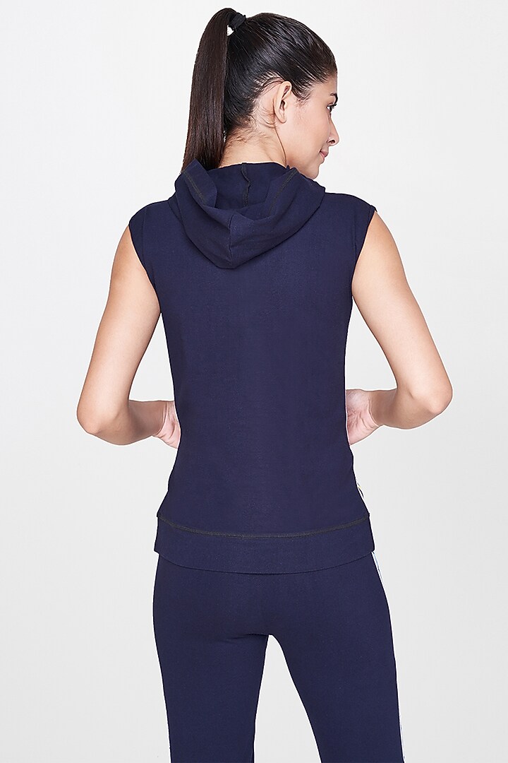 Navy Blue Hoodie With Joggers by AND at Pernia's Pop Up Shop