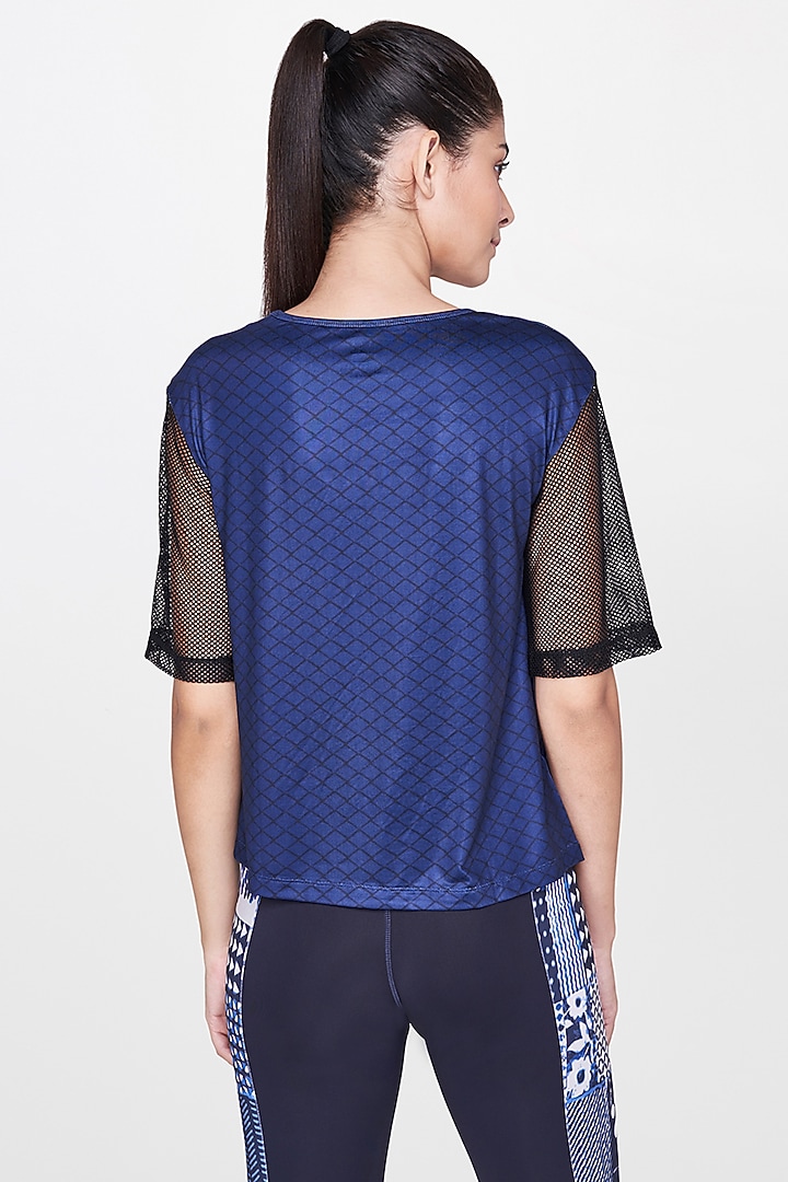 Navy Blue Printed T-Shirt With Leggings by AND at Pernia's Pop Up Shop