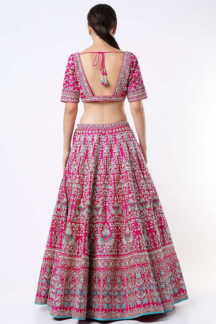 Pink Zardosi Embroidered Bridal Lehenga Set by Anita Dongre at Pernia's Pop Up Shop