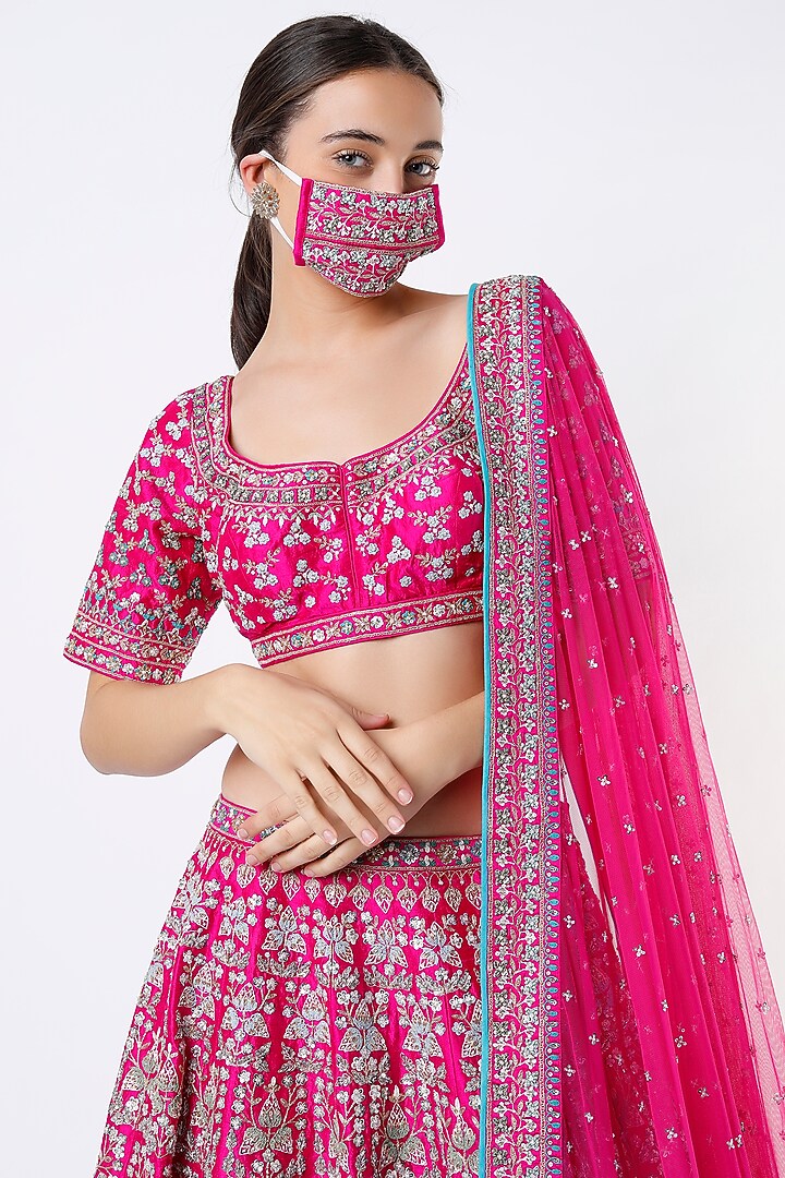 Pink Zardosi Embroidered Bridal Lehenga Set by Anita Dongre at Pernia's Pop Up Shop