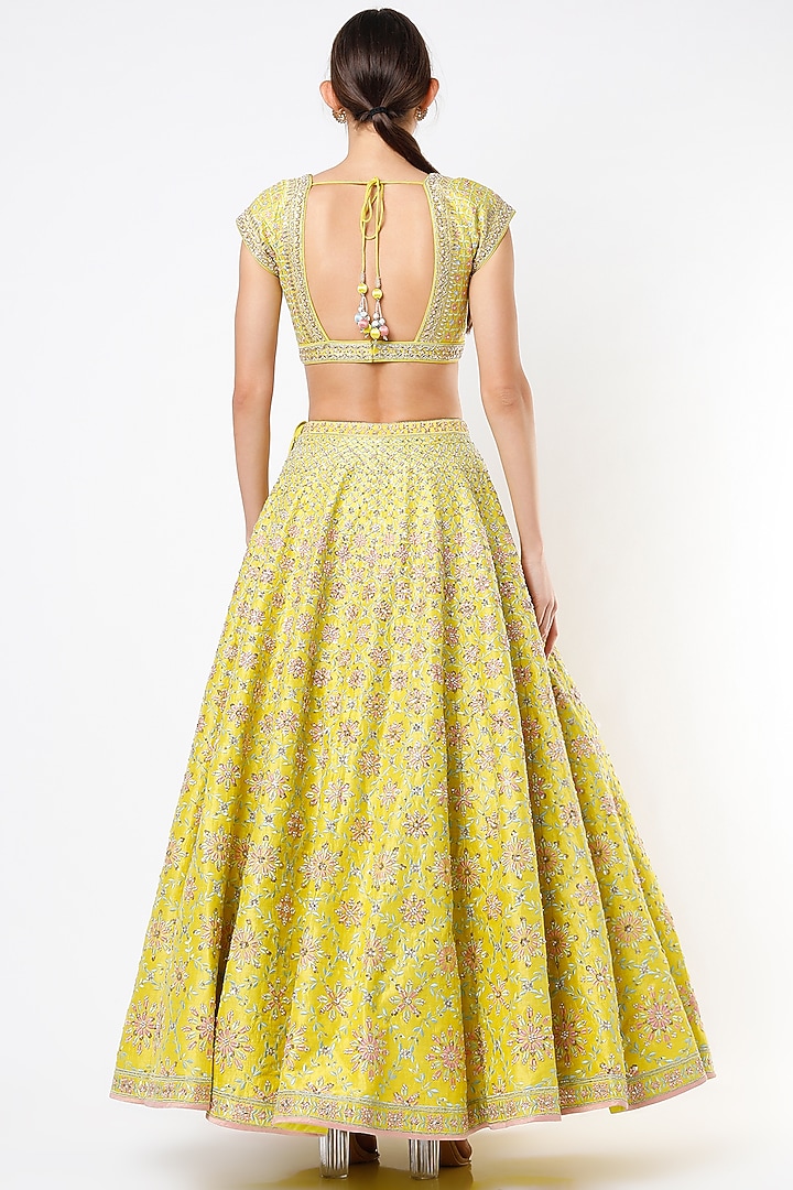 Lime Embroidered Bridal Lehenga Set by Anita Dongre at Pernia's Pop Up Shop