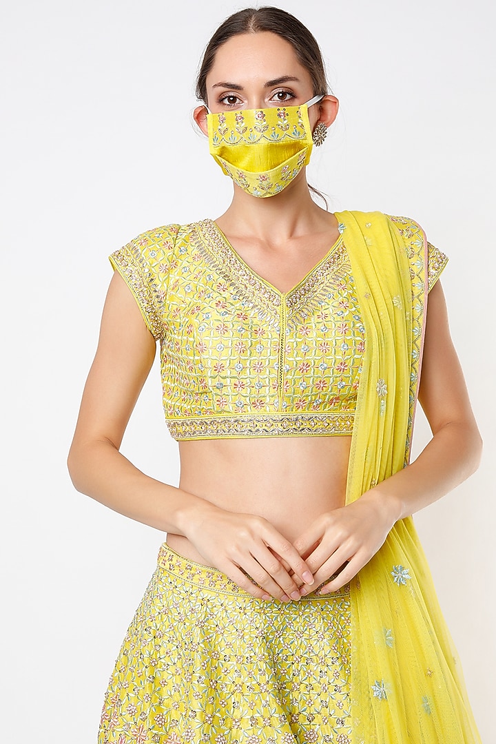 Lime Embroidered Bridal Lehenga Set by Anita Dongre at Pernia's Pop Up Shop