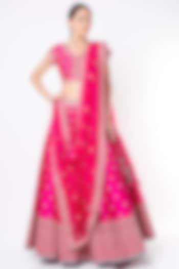 Pink Hand Embroidered Lehenga Set by Anita Dongre