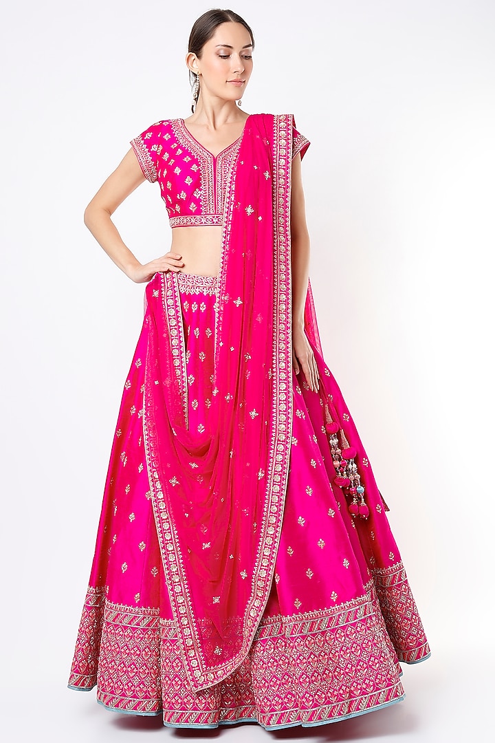 Pink Hand Embroidered Lehenga Set by Anita Dongre