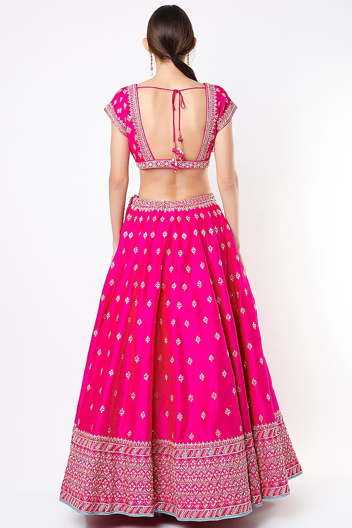 Pink Hand Embroidered Bridal Lehenga Set by Anita Dongre at Pernia's Pop Up Shop