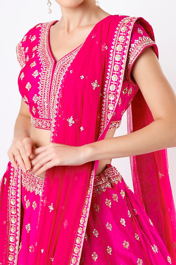 Pink Hand Embroidered Bridal Lehenga Set by Anita Dongre at Pernia's Pop Up Shop