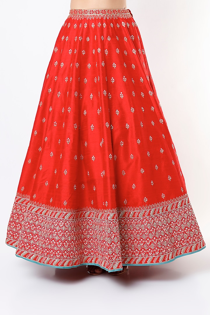 Red Hand Embroidered Bridal Lehenga Set by Anita Dongre at Pernia's Pop Up Shop