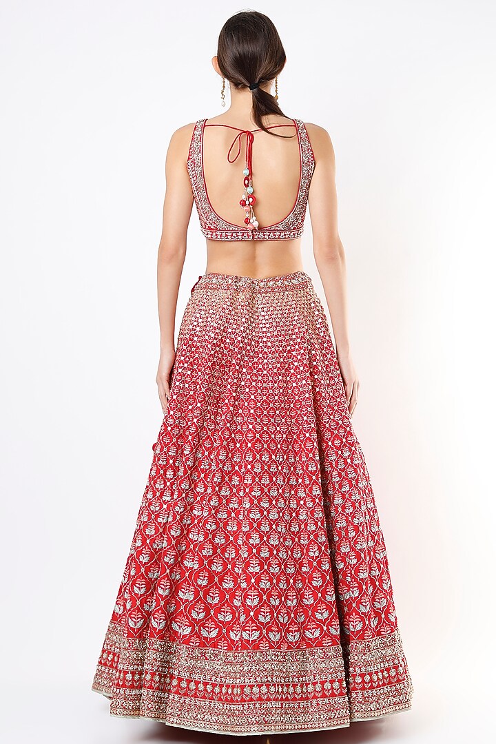 Red Silk Bridal Lehenga Set by Anita Dongre at Pernia's Pop Up Shop