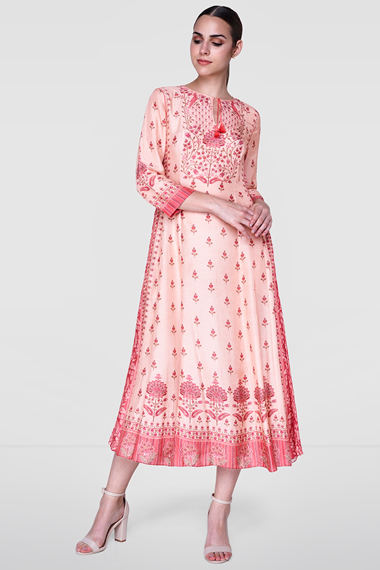 pink midi floral dress